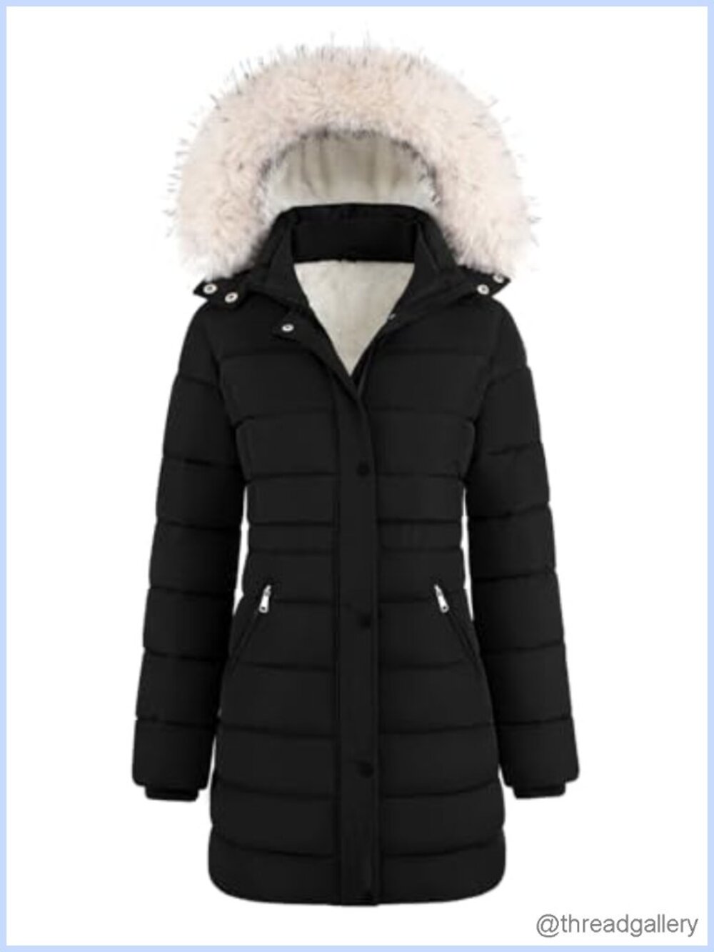 Fleece Lined Puffer Coat Long Snow Jacket